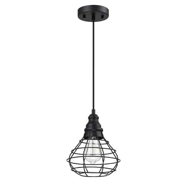 Hukoro Alfa 1-Light Cage Mini Pendant Light with Mate Black Finish