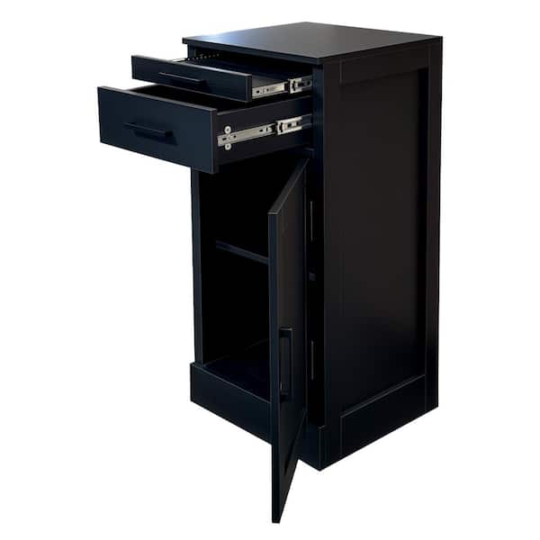 Black 35.43 in. Accent Cabinet Office Storage Cabinet with 1 Shelf and Single Drawer durable construction