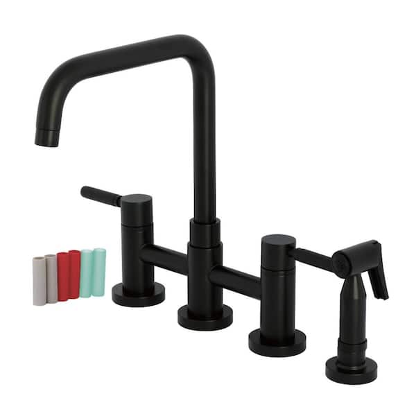 Kaiser 2-Handle Bridge Kitchen Faucet in Matte Black