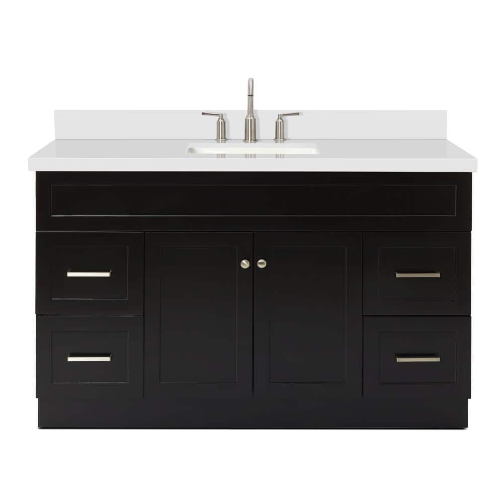 Hamlet 55" Black Vanity with White Quartz Top