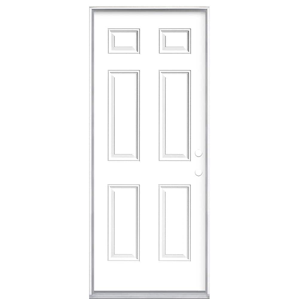 32 in. x 80 in. 6-Panel Left Hand Inswing Painted Steel Prehung Front Exterior Door No Brickmold price history on PriceWatchPro