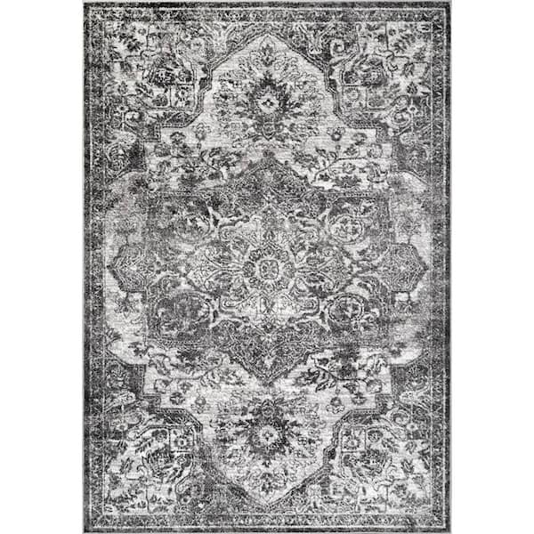 nuLOOM Maryanne Medallion Gray 9 ft. x 12 ft. Area Rug