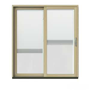 72 in. x 80 in. W-2500 Contemporary Red Clad Wood Left-Hand Full Lite Sliding Patio Door w/Unfinished Interior