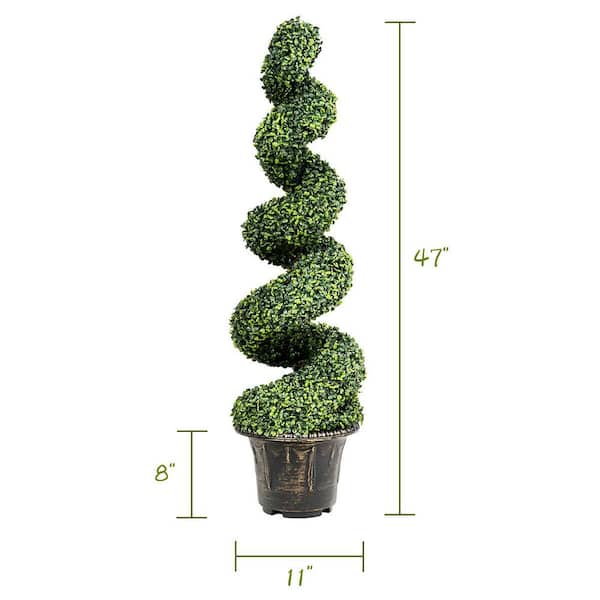Gymax 4 Ft 2 Piece Artificial Boxwood Spiral Tree W Realistic Leaves Indoor Outdoor Office Gym04874 Gymax 4 Ft 2 Piece Artificial Boxwood, Artificial Outdoor Topiary Plants In India