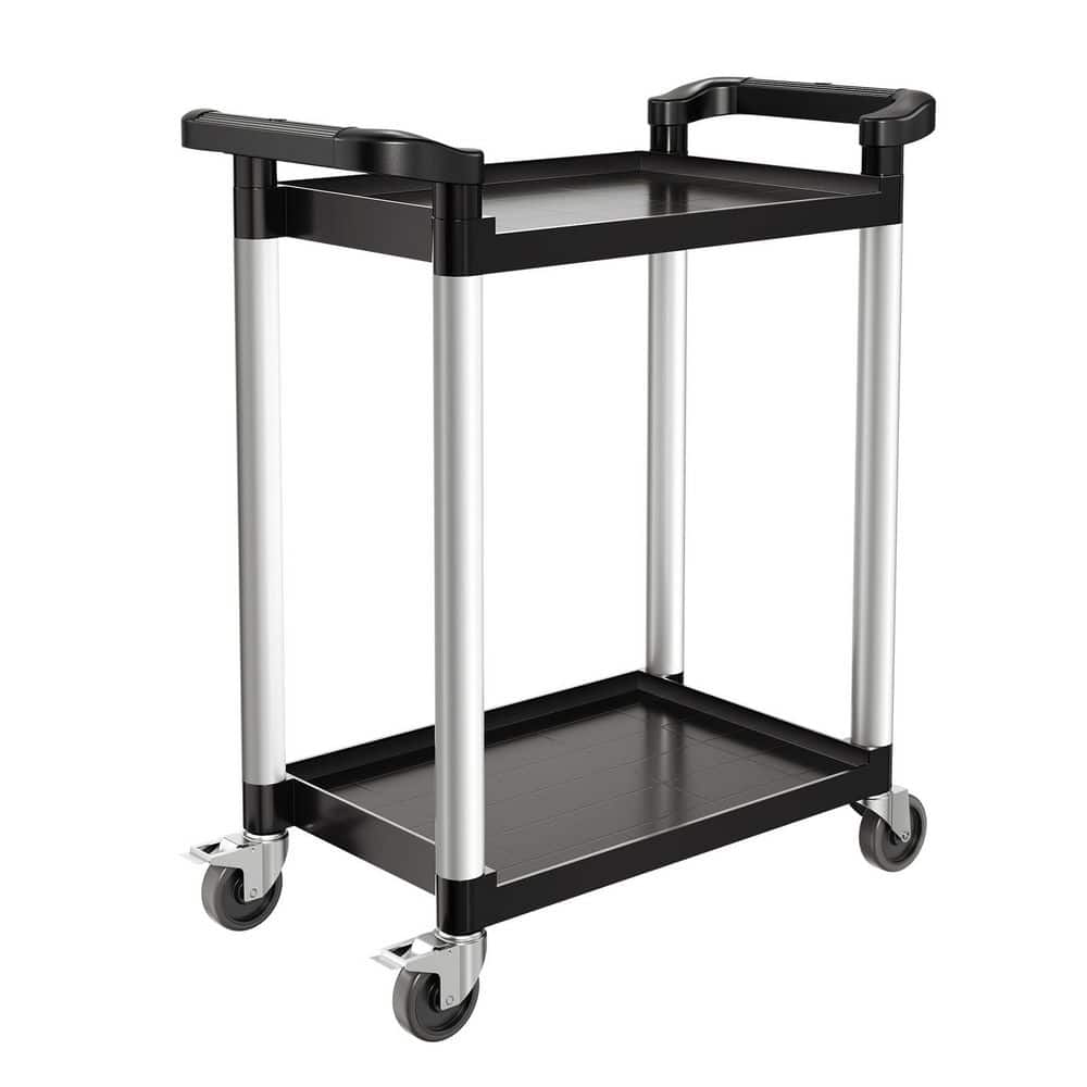 Utility Cart, 300 lbs. Capacity, 2-Tier Utility Plastic Cart with 360° Swivel Wheels, Stainless Steel, Utility Cart price history on PriceWatchPro