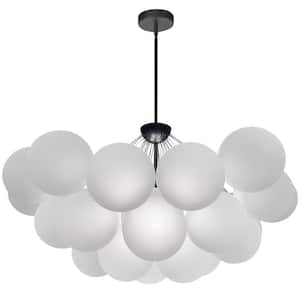 Miles 8-Light Matte Black Cluster Circle Chandelier for Living Room