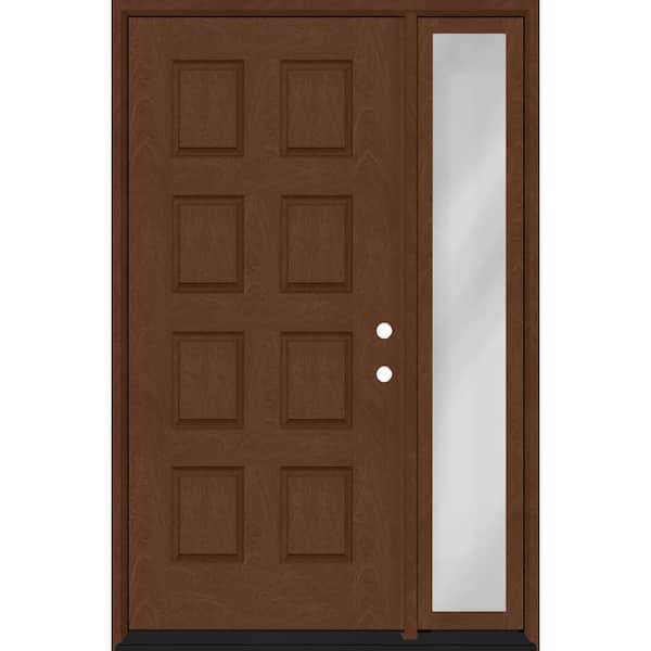 Regency 61 in. x 80 in. 8-Panel LHIS Chestnut Mahogany Fiberglass Prehung Front Door with 16 in. SL with 4-9/16 Jamb