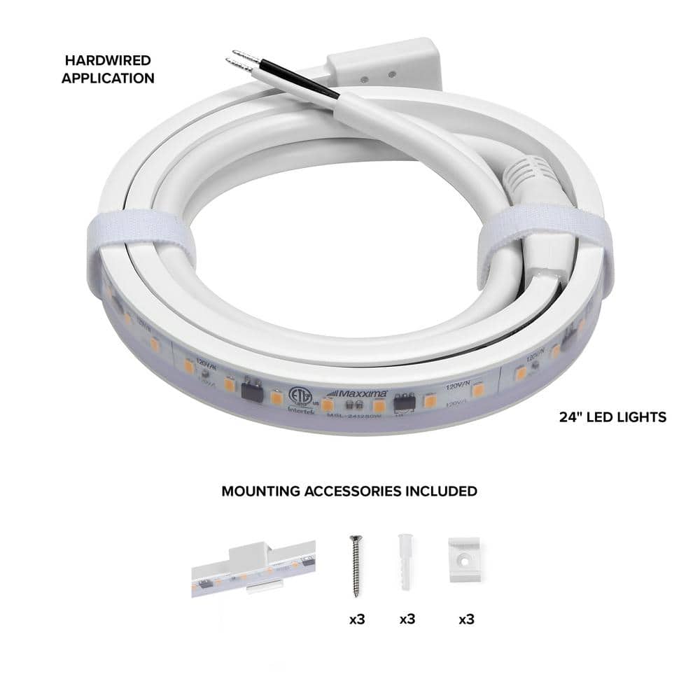 Maxxima 24" White PVC LED Under Cabinet Strip Light