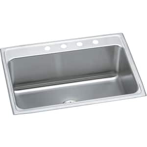 Lustertone Drop-in Stainless Steel 31 in. 1-Hole Single Bowl Kitchen Sink