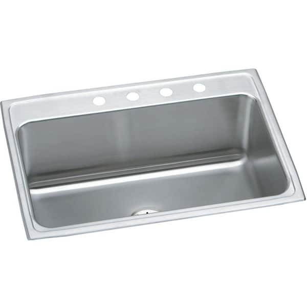 Lustertone Classic Drop-in Stainless Steel 31 in. 1-Hole Single Bowl Kitchen Sink with Perfect Drain