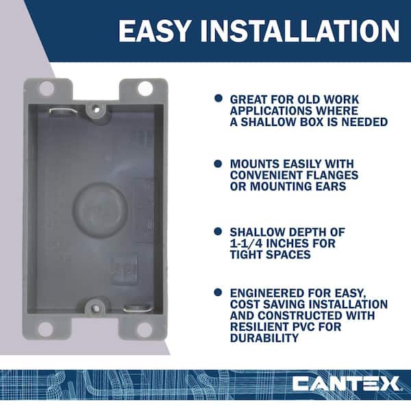 Cantex Old Work 1-Gang 8 cu. in. Nail-on Shallow Electrical