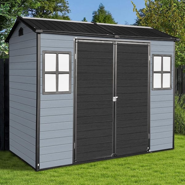 Zeus & Ruta 8 ft. W x 4 ft. D Resin Storage Shed with Floor