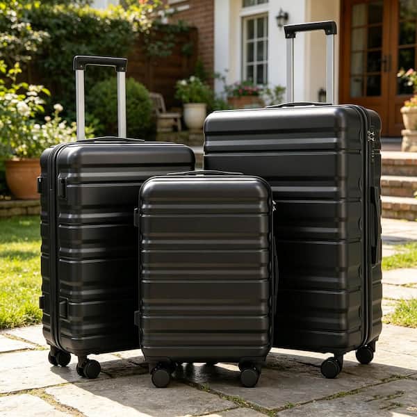 Boyel Living 3-Piece Dark Gray ABS Plastic Hardside Spinner