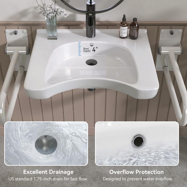 Zeafive 25.5 in. L x 21.8 W x 5.3 D U-shaped ADA Wall-Mounted
