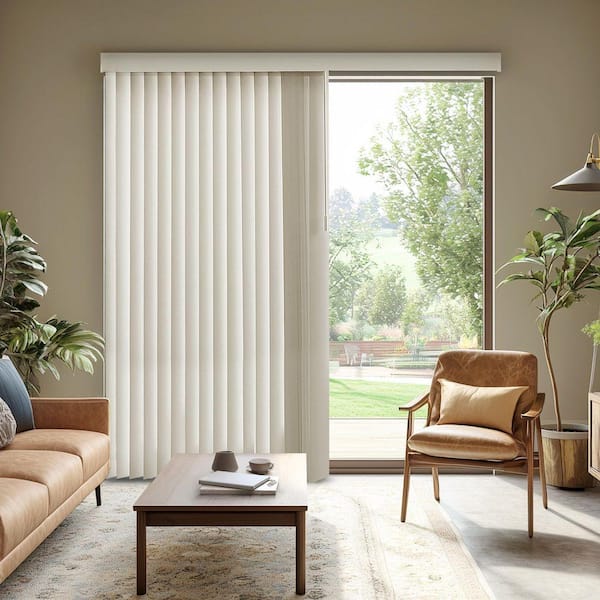 Oxford Alabaster Cordless Room Darkening Vinyl Vertical Blind with 3.5 in. Slats 78 in. W x 84 in. L