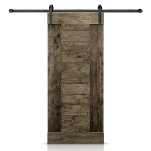 38 in. x 84 in. Espresso Stained DIY Knotty Pine Wood Interior Sliding Barn Door with Hardware Kit
