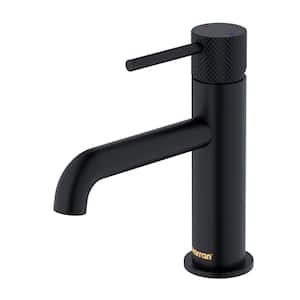 Tryst Single Handle Single Hole Basin Bathroom Faucet with Matching Pop-Up Drain in Matte Black