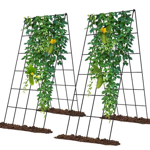 Cucumber Trellis Foldable a Frame Trellis for Climbing Plants 39 in. Steel Plant Support Trellis (2-Pack, Green)