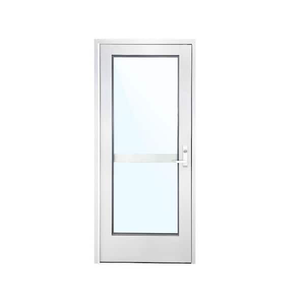 120 Series 36 in. x 84 in. RH/Outswing Silver Aluminum Commercial Door Kit Hurricane Rated with Panic Bar