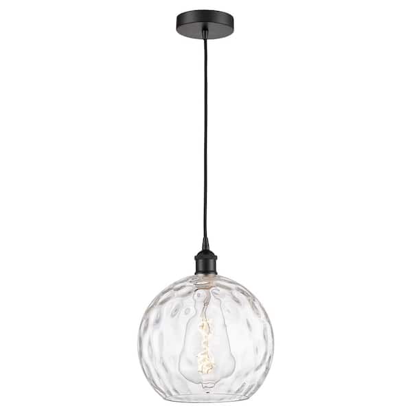 Innovations Athens Water Glass 60-Watt 1-Light Matte Black Standard Mini Pendant Light with Clear Glass Shade, No Bulbs Included
