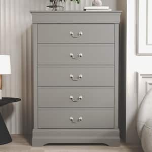 Ireton 5-Drawer Gray Chest of Drawers with Ultra Fast Assembly (46.7 in. x 15.7 in. x 31.2 in.)