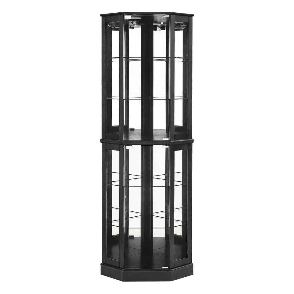 Black 26 in. Width Display Lighted Corner China