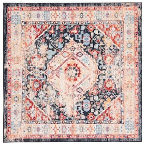 Riviera Charcoal/Gold 7 ft. x 7 ft. Machine Washable Medallion Border Square Area Rug