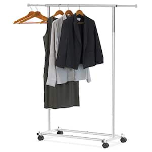 Silver Metal Garment Clothes Rack with Extendable Rod 30.5 in. W x 58.3 in. H