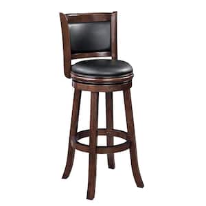 Augusta 47 in. Cappuccino High Back Wood 34 in. Swivel Bar Stool with Faux Leather Seat