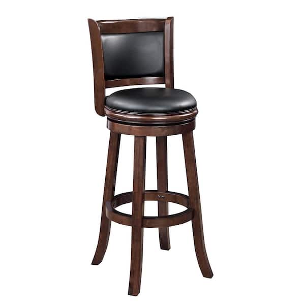 Boraam Augusta 47 in. Cappuccino High Back Wood 34 in. Swivel Bar Stool with Faux Leather Seat
