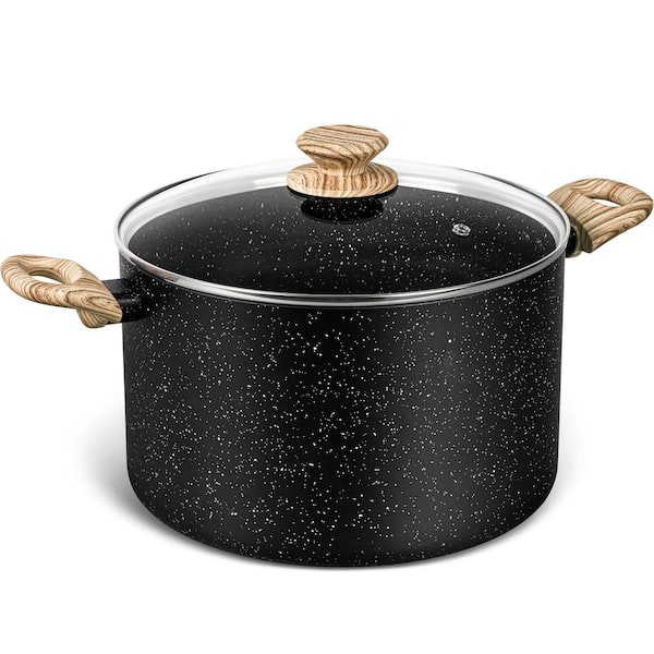 8 Quart Stock Pot with Lid, Nonstick Cooking Pot, 8 Qt Soup Pot, Large Induction Pot, Healthy Coating, Aluminum