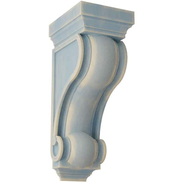 Ekena Millwork 6 in. x 16 in. x 7-1/2 in. Driftwood Blue Devon Traditional Wood Vintage Decor Corbel