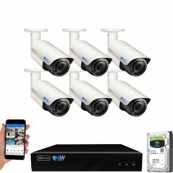 GW Security 8-Channel 8MP 2TB NVR Security Camera System 6 Wired Bullet Cameras 2.8-12mm Motorized Lens Human/Vehicle Detection