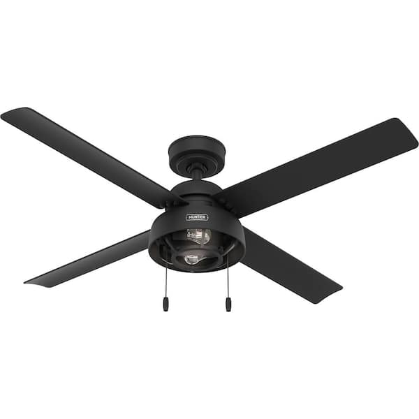 Hunter Spring Valley 52 in. Indoor/Outdoor Matte Black Ceiling Fan with Light