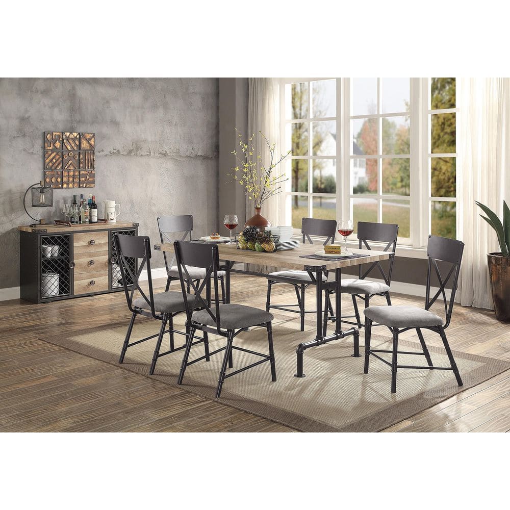 Edina 64" Oak and Sandy Black Industrial Dining Table