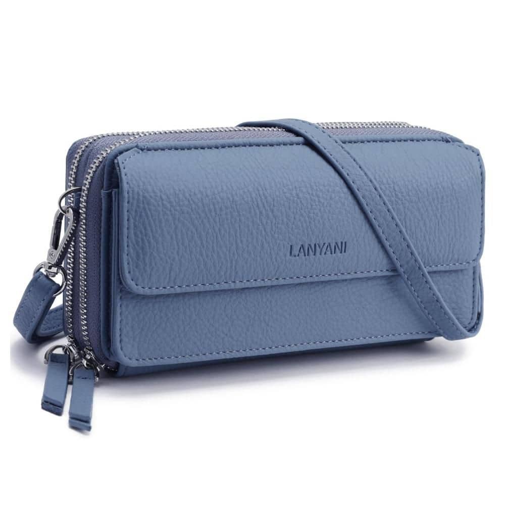 Trendy Large Capacity Women Wallet Purse in Blue, Crossbody Wristlet, RFID Blocking Vegan Leather (1-Pack) price history on PriceWatchPro