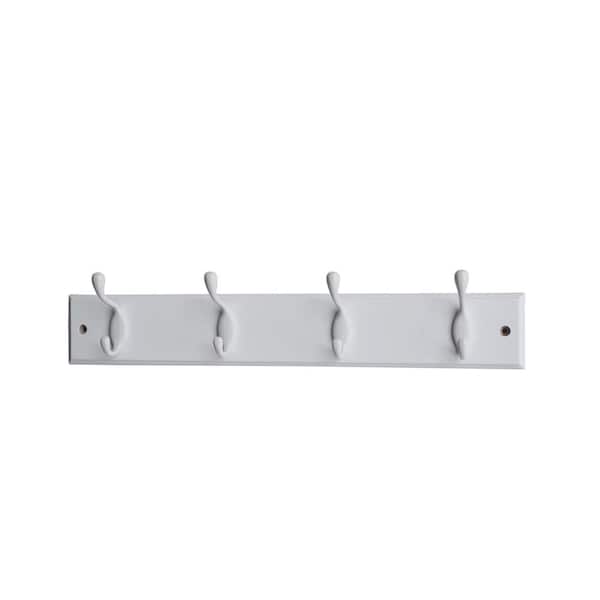 Mascot Hardware 17-5/7 in. L White Hat and Coat 4-Hooks on White Hook Rail