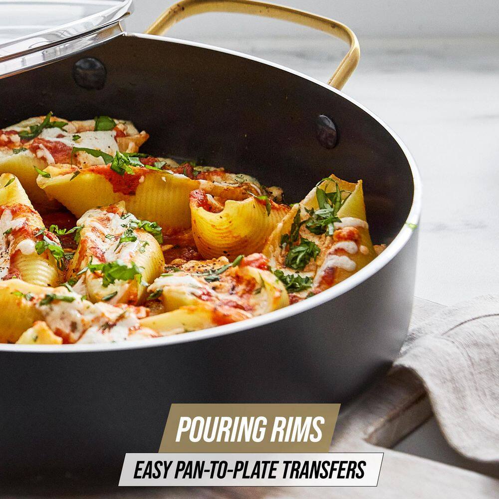 Gold and Black 4QT Nonstick Aluminum Saute Pan