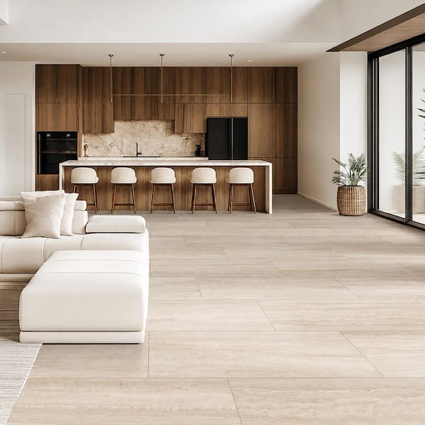 Taos Beige 24 in. x 48 in. Matte Porcelain Stone Look Floor Tile (23.61 sq. ft. /Case)