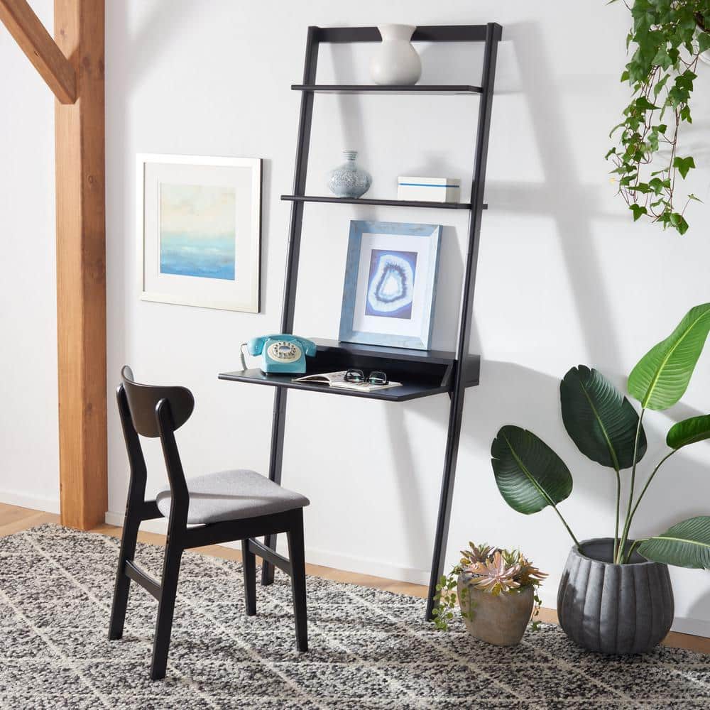 Black Mahogany 2-Shelf Leaning Desk