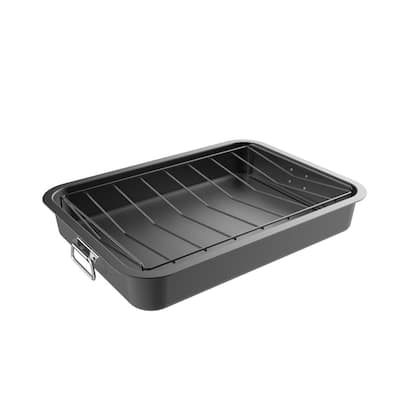 Heavy Duty Nonstick Roasting Pan with Angled Rack