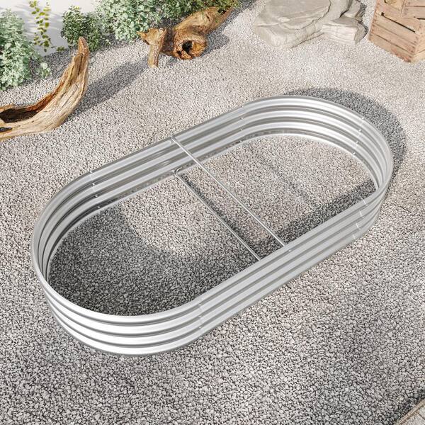 ボックス 71 in. x 35 in. x 11 in. Oval Silver Galvanized Steel Raised