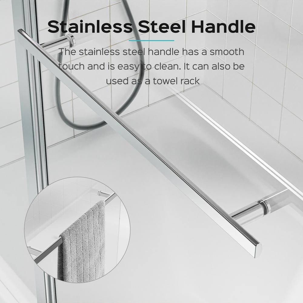43 in. Chrome Frameless Pivot Tub Door with Clear Glass