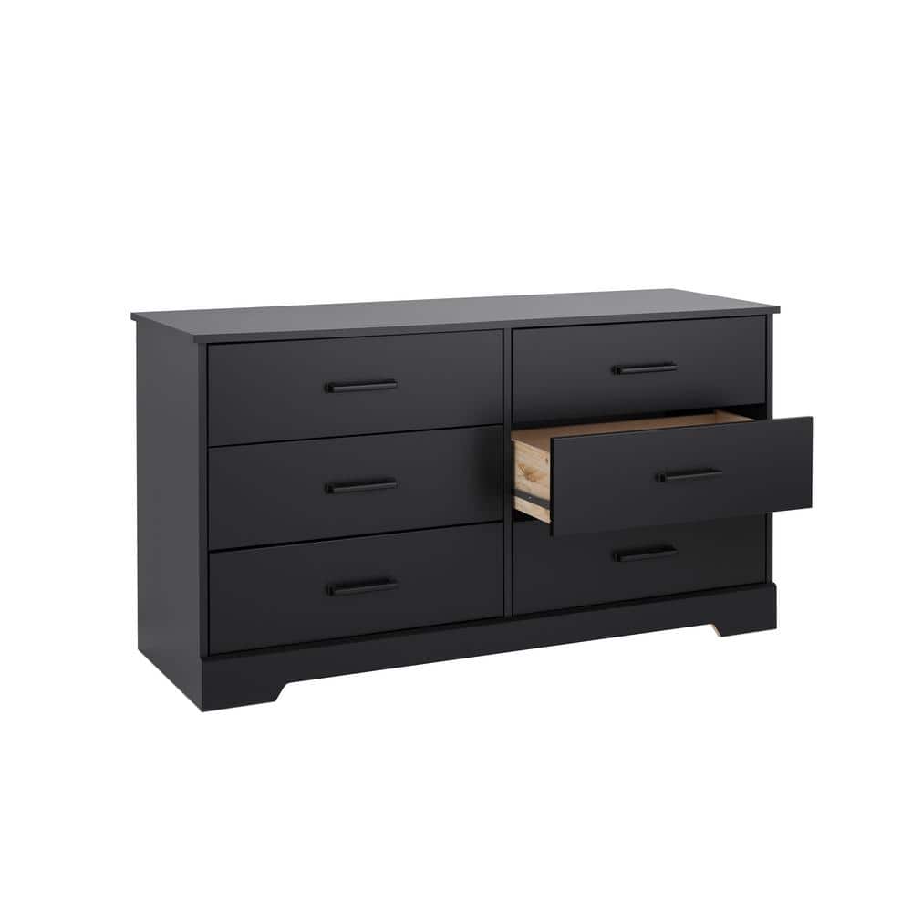 Rustic Black Farmhouse Double Dresser with Six Drawers