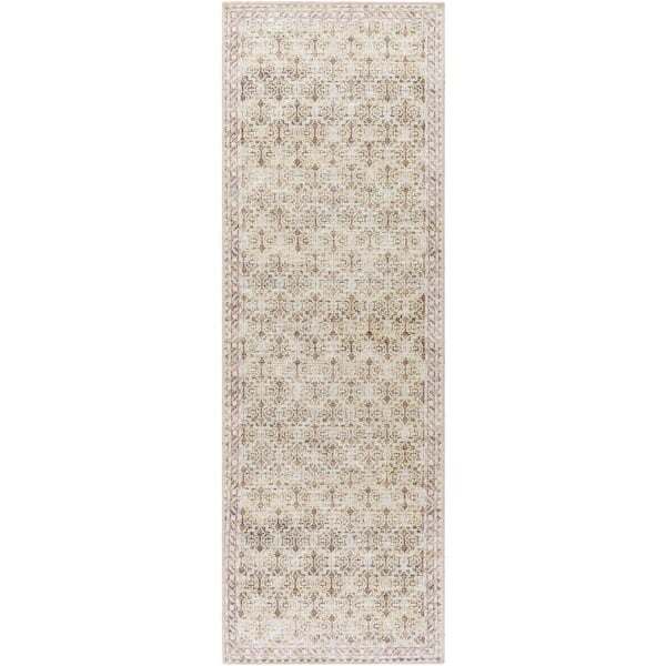 Livabliss Our PNW Home Rainier Traditional Olive 3 ft. x 12 ft. Indoor Machine-Washable Area Rug