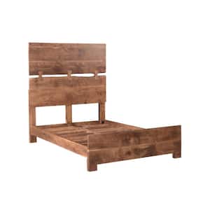 Victoria Brown Wood Frame Queen Panel Bed with Solid Wood Live Edge