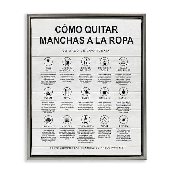 Stupell Industries Lavanderia Stain Guide Farmhouse by Lettered and Lined Gray Floater Frame Typography Graphic Art Print 31 in. x 25 in.