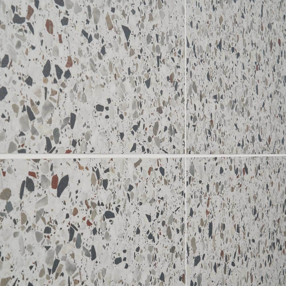 Bryant Ice White 24x24 Matte Porcelain Terrazzo Tile