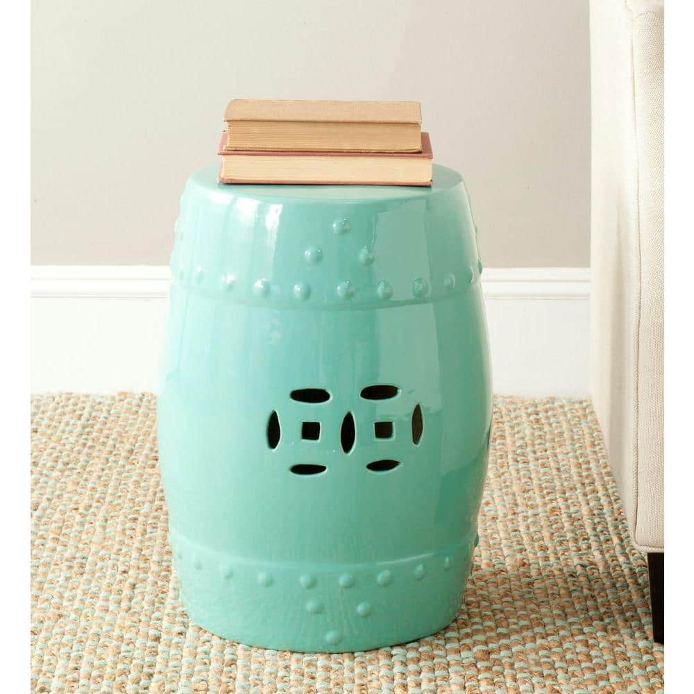 SAFAVIEH Modern Ming Aqua Ceramic Garden Stool ACS4516C - The Home Depot