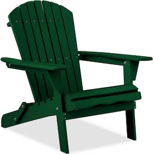 Green Folding Wood Outdoor Adirondack Chair Set of 1